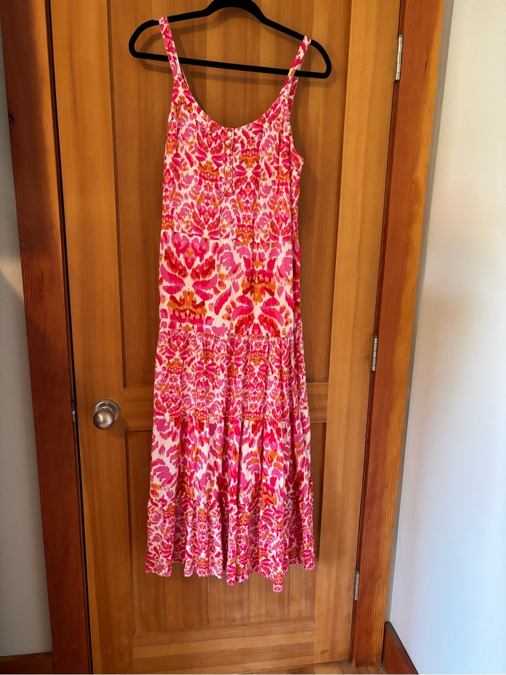 Tribal Pink & Orange Printed Tiered Sundress